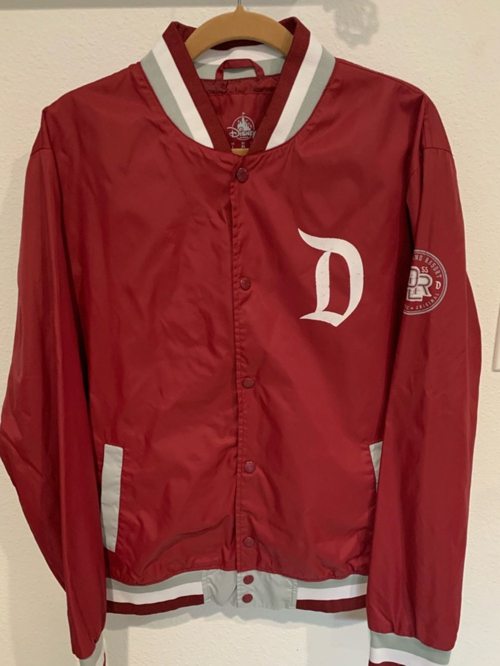 Disneyland Resort Maroon Bomber Jacket Windbreaker, 55th Anniversary, Unisex L
